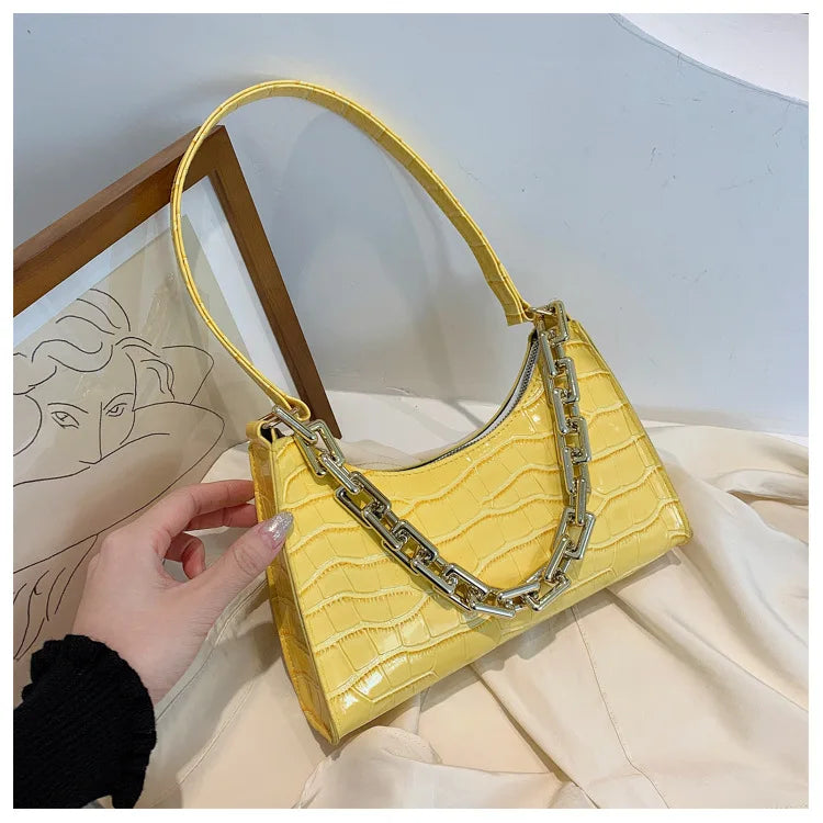 Lady's Crocodile Pattern Shoulder Bag PU Leather Niche