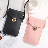 Lady's Phone Bags Buckle Women's One Shoulder Bag Thin Crossbody Touch Screen Mo