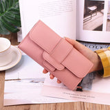 Women's Long Style Three Fold Flip Cover Clasp Wallet