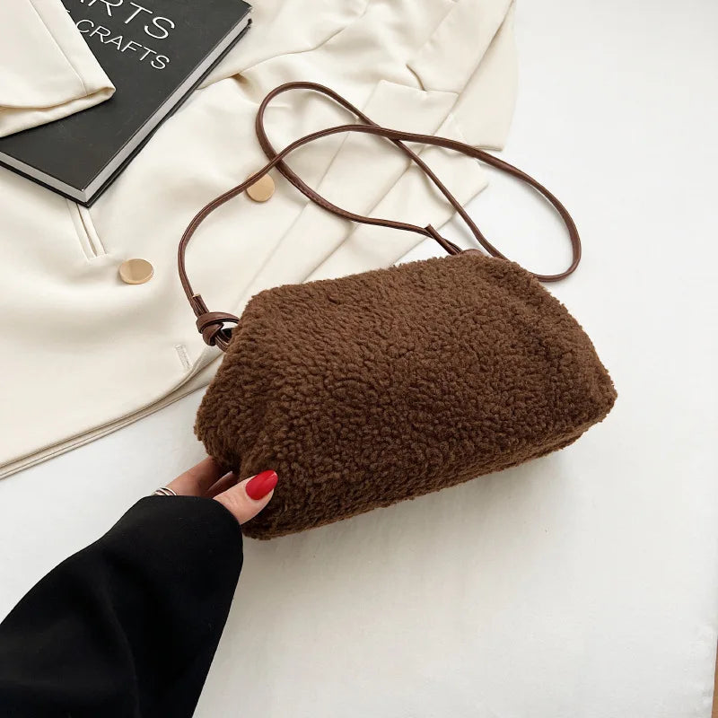 Lamb Hair Cloud Bag Plush Winter Shoulder Handbag