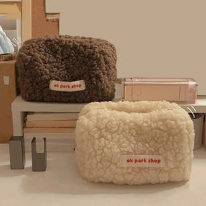 Plush Lamb Cosmetic Bag Large Capacity Storage Bag