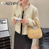 Soft Winter Lamb Wool Ladies Handbag Small Tote Casual Zipper Solid
