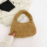 Soft Lamb Wool Women Handbags Casual Winter Hand Bags