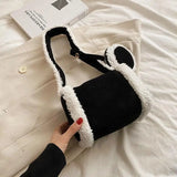 Lamb Wool Shoulder Bag Women's Hobo Bag Crossbody Deerskin Velvet Pillow Bag