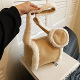 Lamb Wool Shoulder Bag Women's Hobo Bag Crossbody Deerskin Velvet Pillow Bag