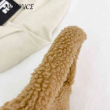 Lamb Wool Underarm Bags Soft Winter Women Hand Bags Casual Warm Zipper Solid