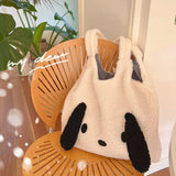 Fluffy Dog Shoulder Bag Commuter Shopping Bag For Autumn Winter