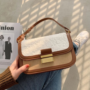 Lambs Wool Small Square Bag Plush Shoulder Bag Handbags High