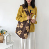 Lambswool Shoulder Bag for Women Plush Tote Cartoon Shopper Bag