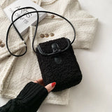 Lambswool Faux Fur Phone-bag Sweet Cross Body Teenagers