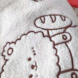 Lambswool Shoulder Bag Large Capacity Cartoon Embroidery Preppy Style