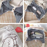 Lambswool Shoulder Bag Large Capacity Cartoon Embroidery Preppy Style
