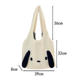 Plush Lambwool Shoulder Bag with Puppy Ears - Large Capacity Tote Messenger Bag