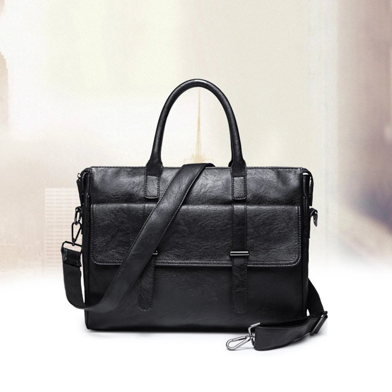 15.6 inch Laptop Bag Sleeve Case Men Handbag PU Leather Briefcase