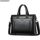 Leather Briefcase Men Shoulder Computer Bag Crossbody Handbag