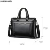 Leather Briefcase Men Shoulder Computer Bag Crossbody Handbag