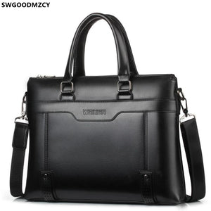 Leather Briefcase Men Shoulder Computer Bag Crossbody Handbag