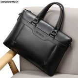 Leather Briefcase Men Shoulder Computer Bag Crossbody Handbag