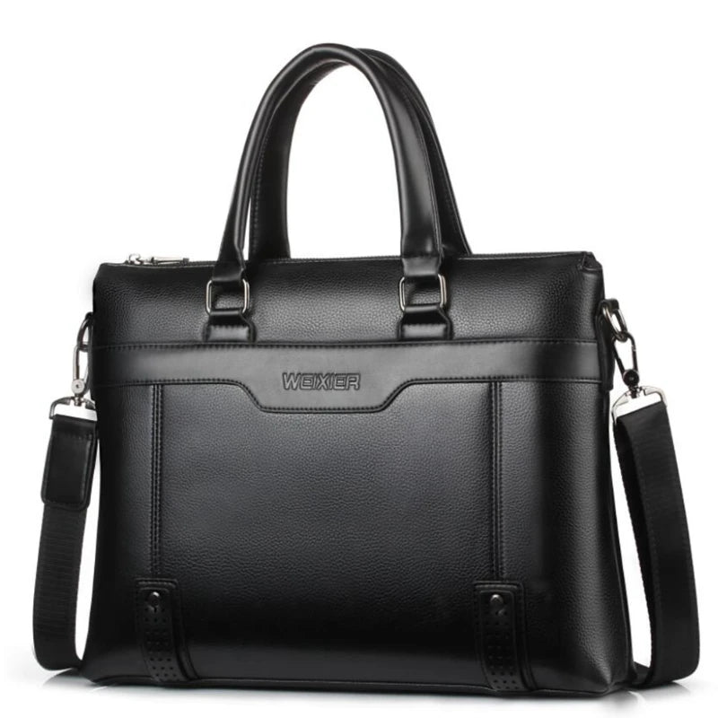 Leather Briefcase Men Shoulder Computer Bag Crossbody Handbag