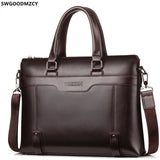 Leather Briefcase Men Shoulder Computer Bag Crossbody Handbag
