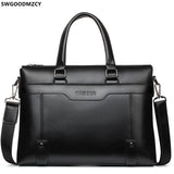 Leather Briefcase Men Shoulder Computer Bag Crossbody Handbag