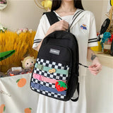 Plaid Nylon High School Backpack Lightweight Bag