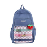 Plaid Nylon High School Backpack Lightweight Bag