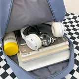 Plaid Nylon High School Backpack Lightweight Bag