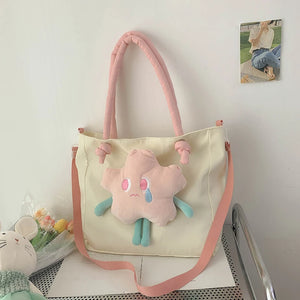 Women Casual Shoulder Bag Splicing Handbag Flowers Cartoon Messenger Bags