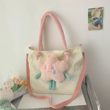 Women Casual Shoulder Bag Splicing Handbag Flowers Cartoon Messenger Bags