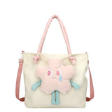 Women Casual Shoulder Bag Splicing Handbag Flowers Cartoon Messenger Bags