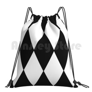 Large White Diamond Argyle Pattern Backpack