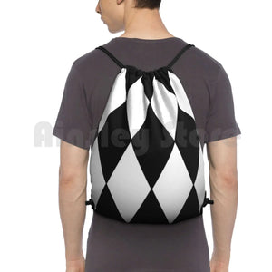 Large White Diamond Argyle Pattern Backpack