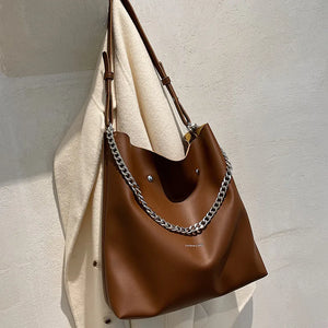 Large Bucket Shoulder Bag Women Purse Chain Messenger Tote PU Leather