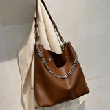 Large Bucket Shoulder Bag Women Purse Chain Messenger Tote PU Leather