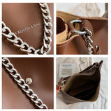 Large Bucket Shoulder Bag Women Purse Chain Messenger Tote PU Leather