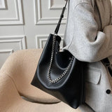 Large Bucket Shoulder Bag Women Purse Chain Messenger Tote PU Leather