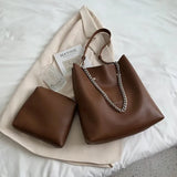 Large Bucket Shoulder Bag Women Purse Chain Messenger Tote PU Leather