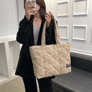 Large Canvas Shoulder Bags for Women Soft Cotton Shopper Shopping Bags