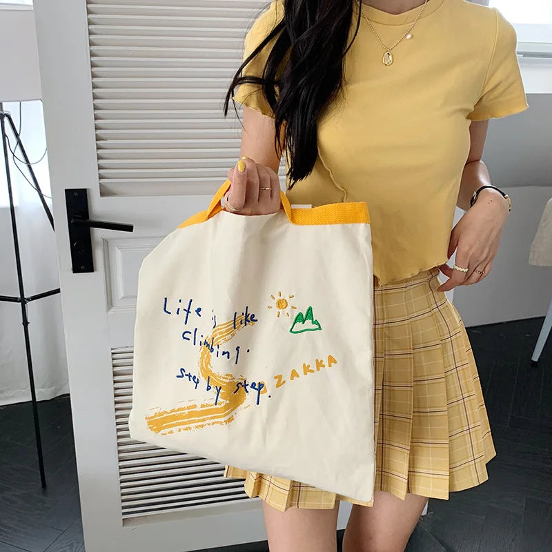 Large Canvas Shoulder Shopper Bag for Women Ladies Tote Bags Female Handbags