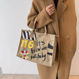 Canvas Tote Shoulder Bag Shopper Bags Letter Printing Handbag