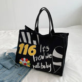 Canvas Tote Shoulder Bag Shopper Bags Letter Printing Handbag