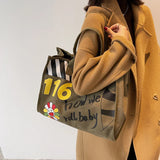 Canvas Tote Shoulder Bag Shopper Bags Letter Printing Handbag