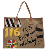 Canvas Tote Shoulder Bag Shopper Bags Letter Printing Handbag