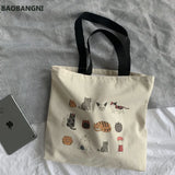Cute Japanese Cat Canvas Tote Bag Eco Reusable Shoulder Shopping Bag