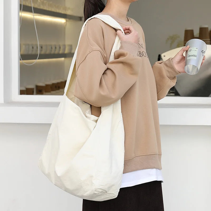 Large Canvas Women Shoulder Shopper Bag Fabric Cotton Cloth Shopping Bag