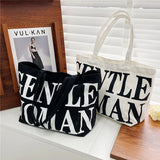 Large Capacity Canvas Bag Shoulder Tote Portable Student Shopping Purse