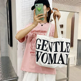 Large Capacity Canvas Bag Shoulder Tote Portable Student Shopping Purse