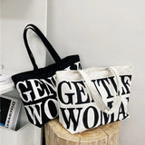 Large Capacity Canvas Bag Shoulder Tote Portable Student Shopping Purse