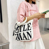 Large Capacity Canvas Bag Shoulder Tote Portable Student Shopping Purse